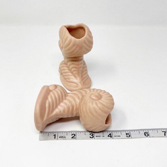 VTG Pair Of Haeger USA 4” Mini Ceramic Seashell Vases Mid-Century Modern Pottery - Picture 8 of 10